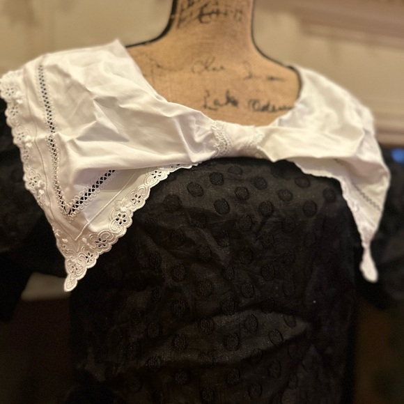Sister Jane Black Top with White Lace Collar - Picture 4 of 12